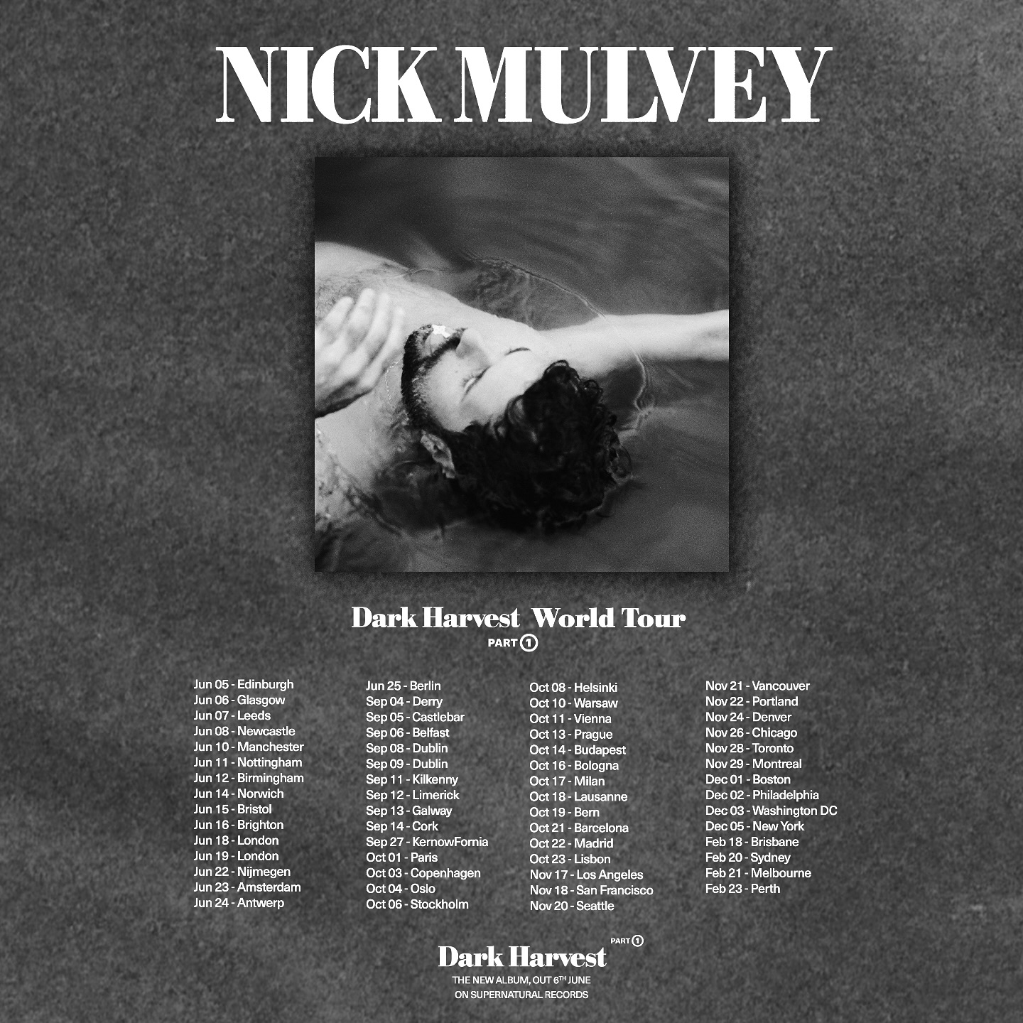 Nick Mulvey Dark Harvest World Tour Poster 2026